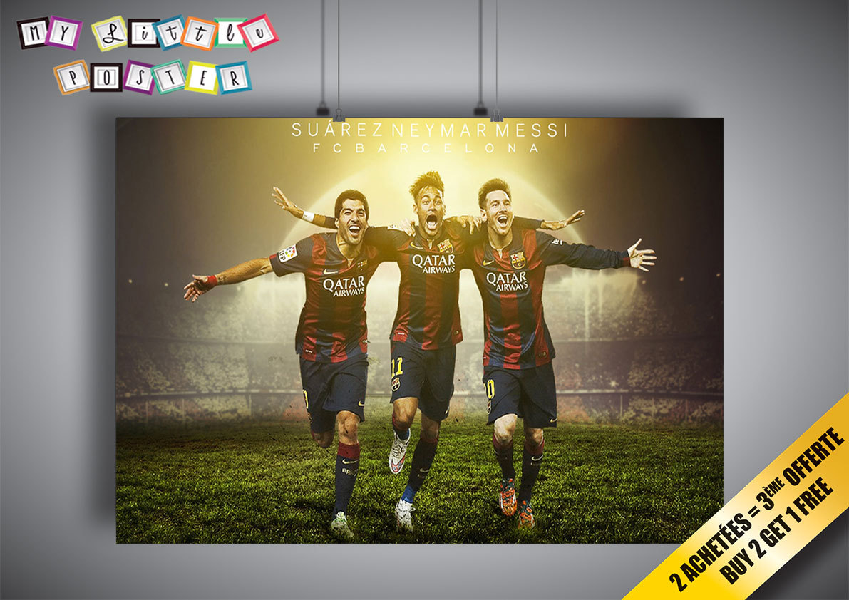 Poster Neymar Messi Suarez Trio FC Barcelona Wall Art