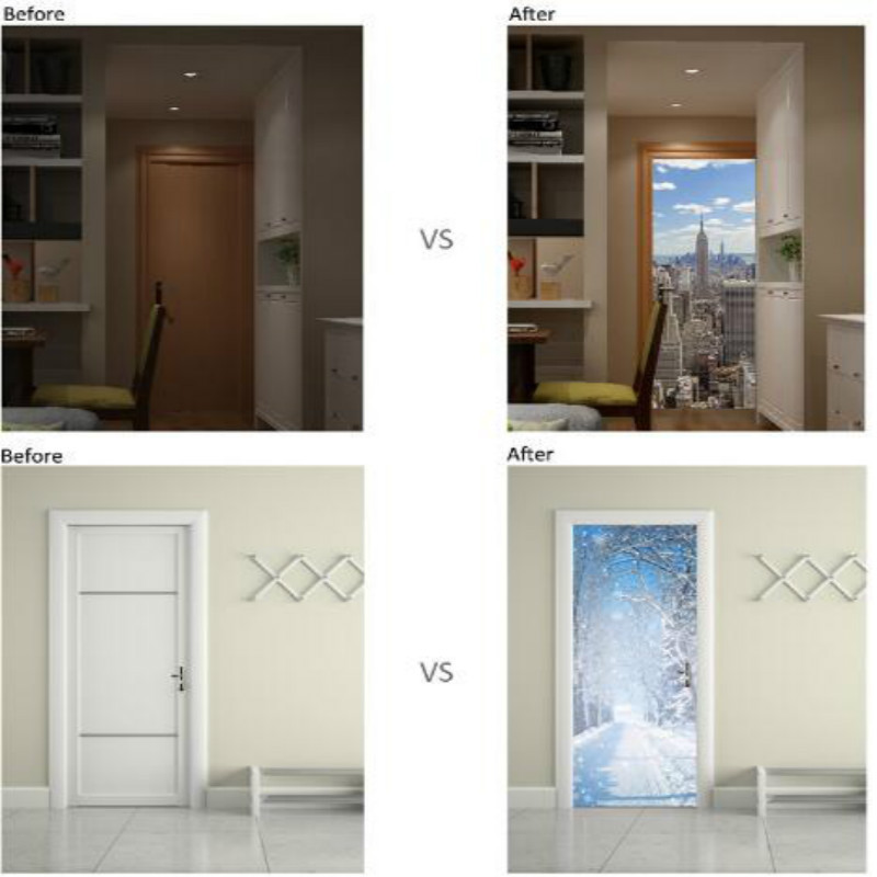 3D Door Wall Fridge Sticker Decals Waterproof Adhesive Scene Mural Home Decor