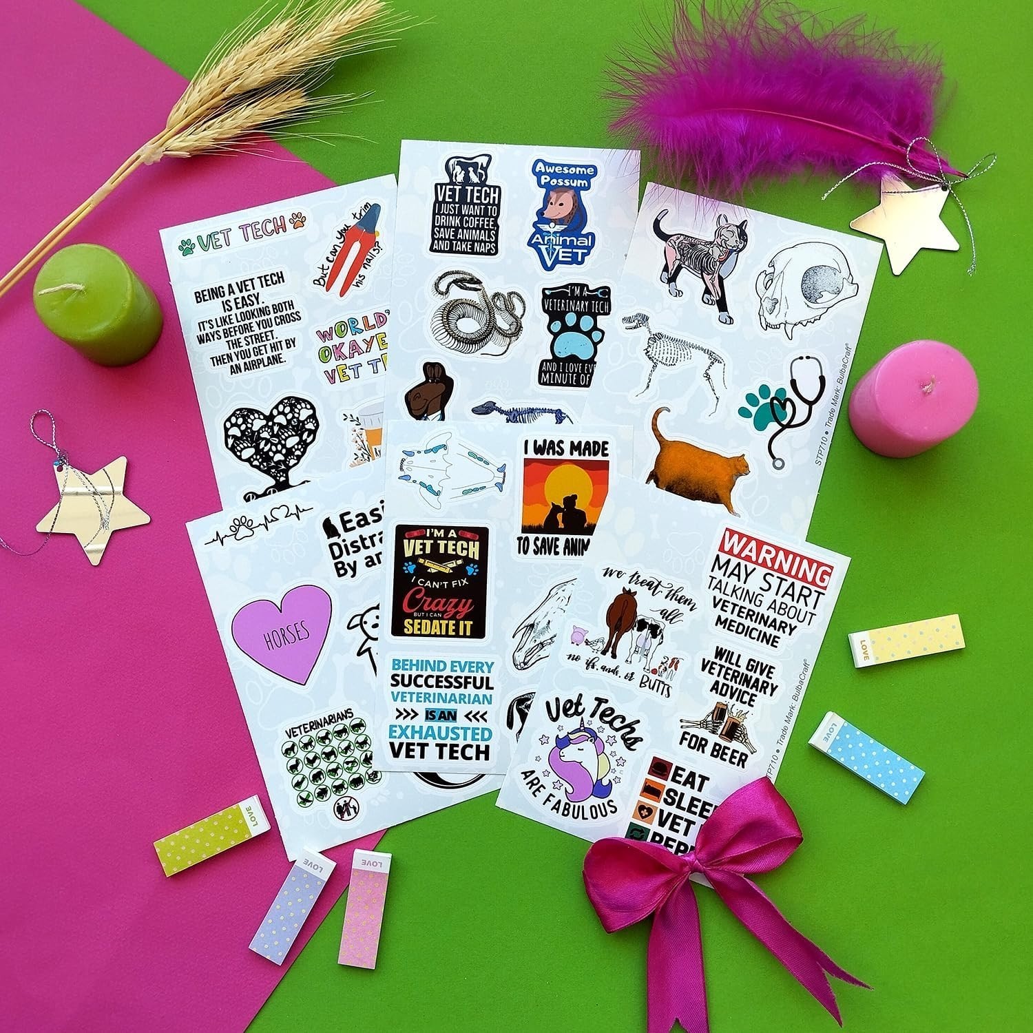Veterinary Technician Gifts 100pcs Funny Vinyl Stickers Waterproof Laptop