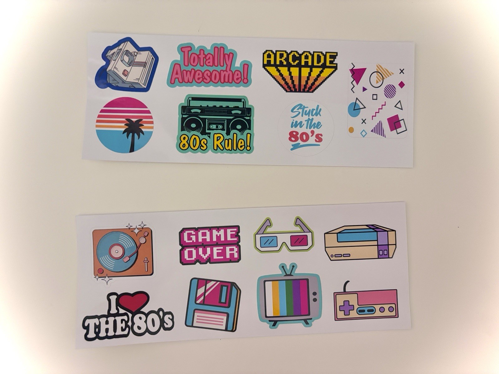 80's Themed Sticker Sheets, Retro 1980's Pop Culture Art, 80's Neon Aesthetic