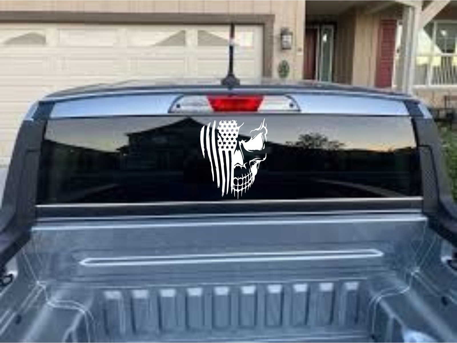 Distressed Skull America Flag Skeleton Vinyl Car Decal Sticker USA Truck Window
