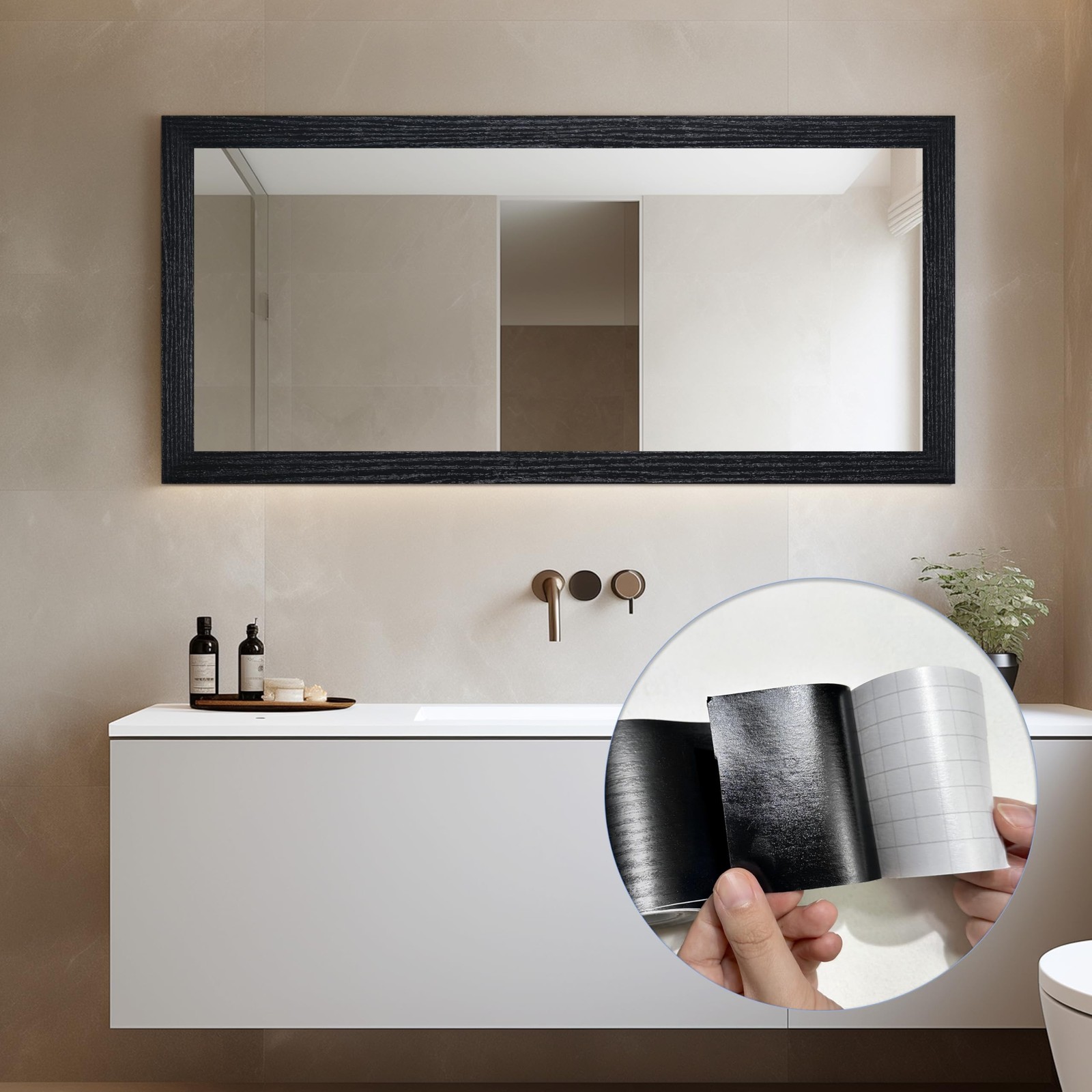 TIANLDD 27 FT Wood Grain Wallpaper Border, Removable Waterproof Mirror Border…