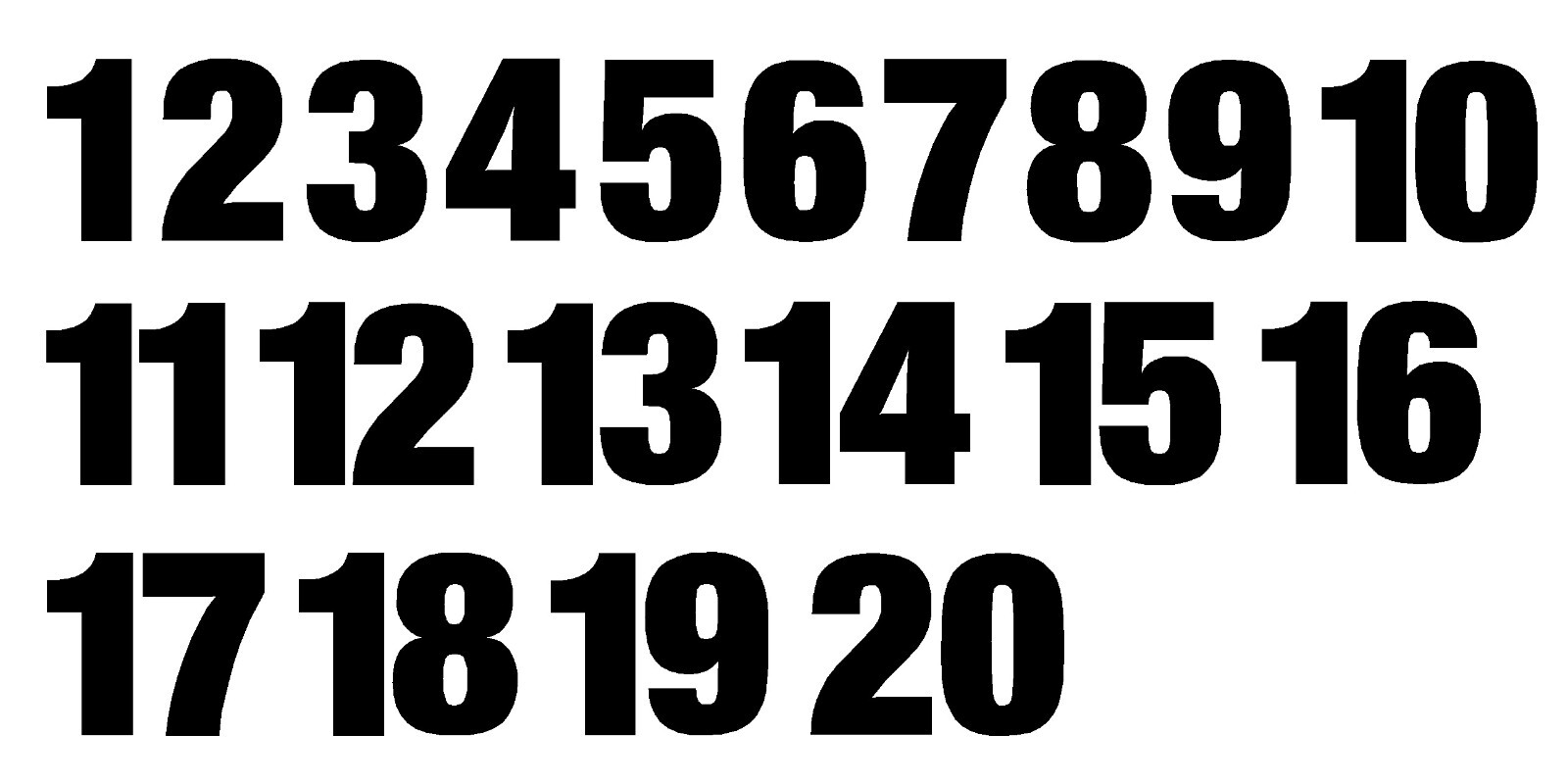 1-20 Numbers Reflective Black Sticker Vinyl Decals 1" – 10" Set Of 20 (586-R)