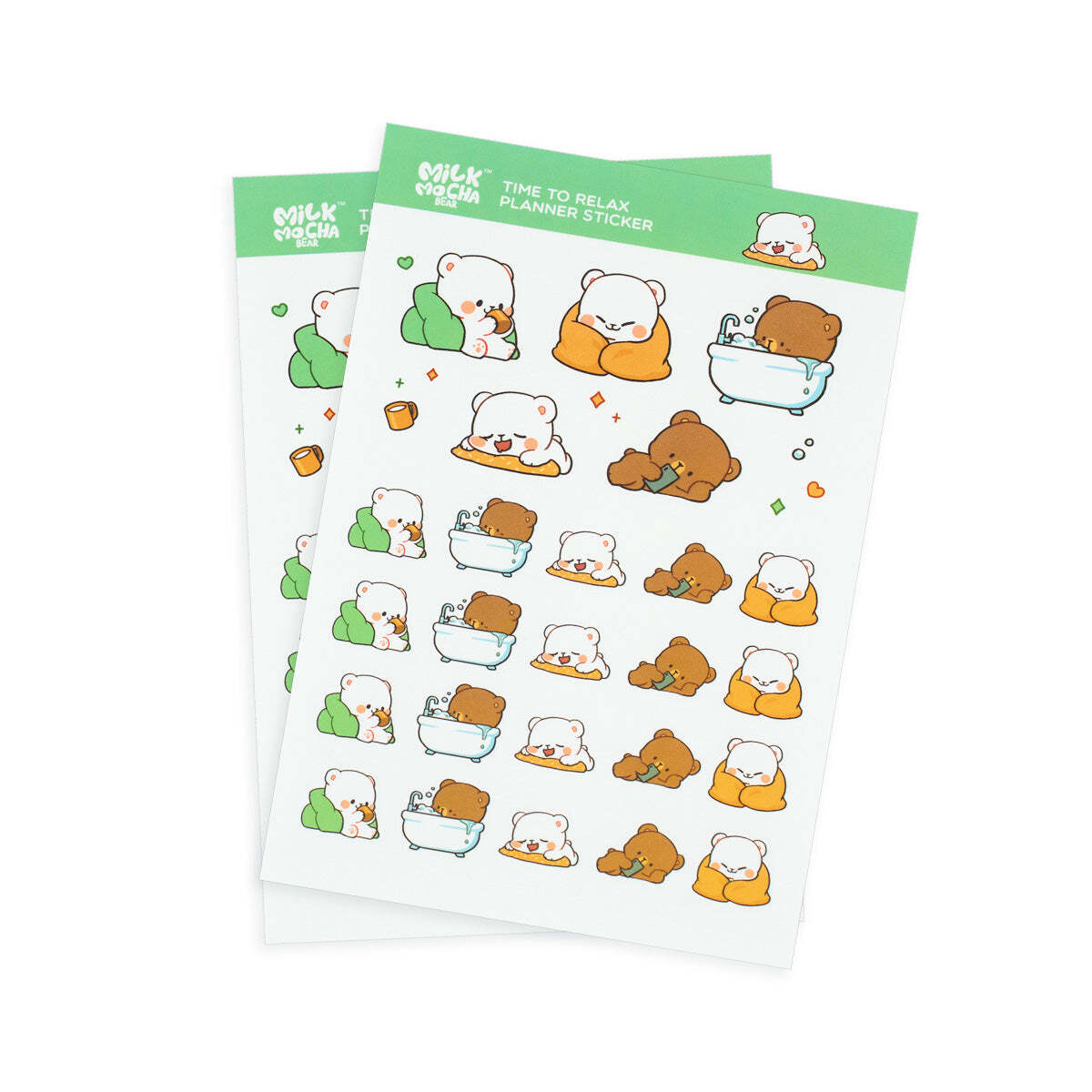 Milk Mocha Bear: Time to Relax Planner Sticker Sheets NEW