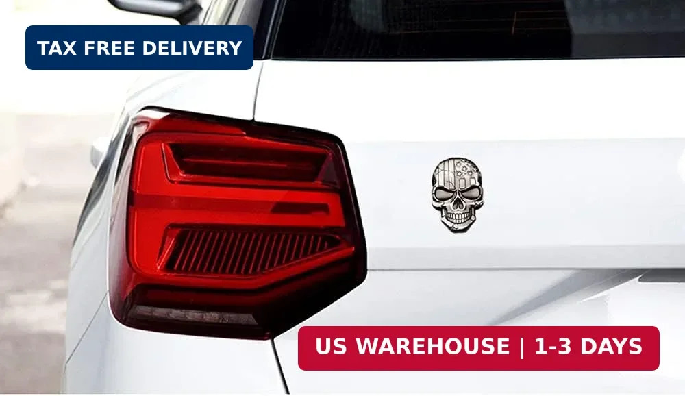 Dsycar 3D Skull Emblem USA Flag Solid Metal Car Sticker Decal Car Skeleton Emble