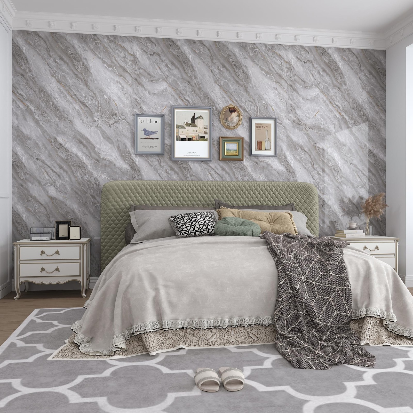BAYYA Light Grey Marble Peel and Stick Countertop Contact Paper Granite Count…