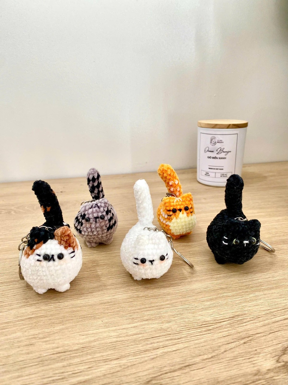 Crochet Cat Keychain, Cute Amigurumi Cat Bag Charm, Handmade Gift