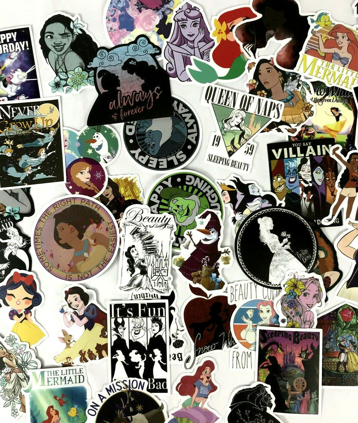 50pc Random Disney Princess Decal Fun Water Bottle Laptop Wall Sticker Pack