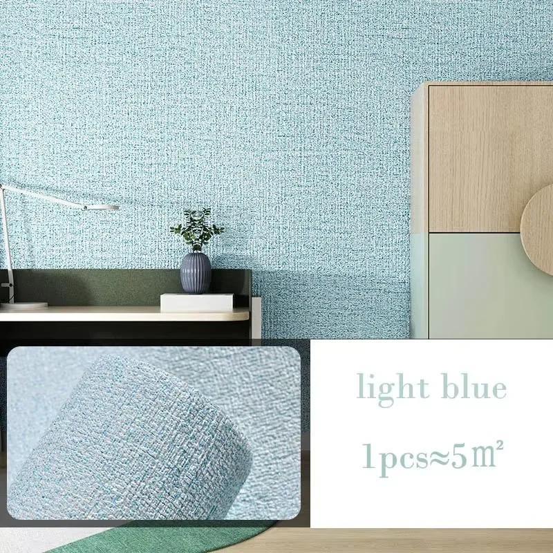 Self-adhesive Wallpaper Linen Thicken Waterproof Mildew Proof Plain Color Living