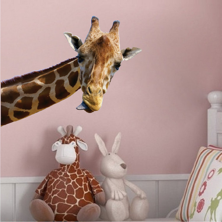 Leaning Giraffe Head Wall Decal Mural Safari Africa Wildlife Animal Vinyl, c07