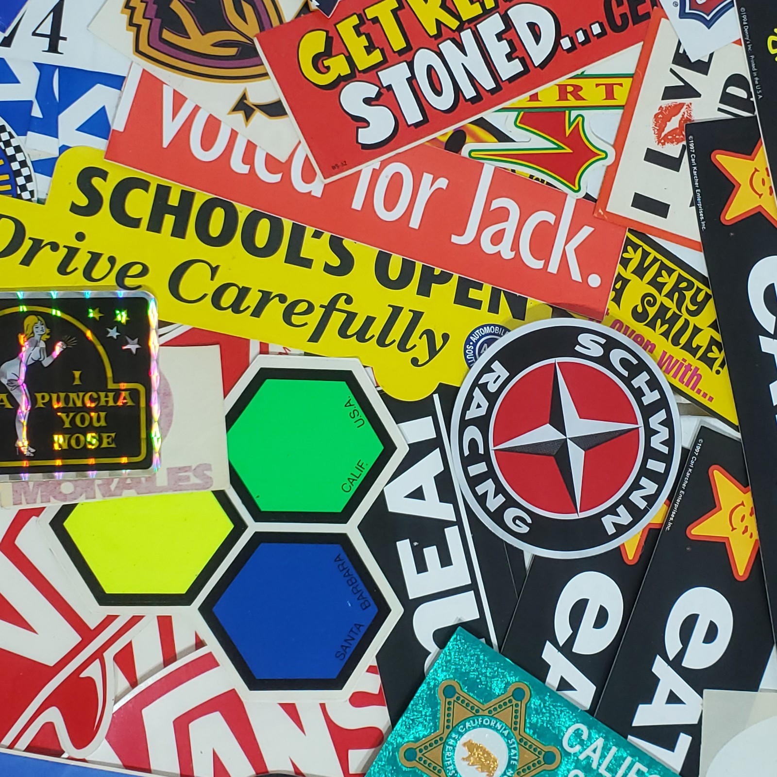 HUGE Sticker Lot Of 75 Assorted Fast Food Novelty Humorous Racing Vans & More