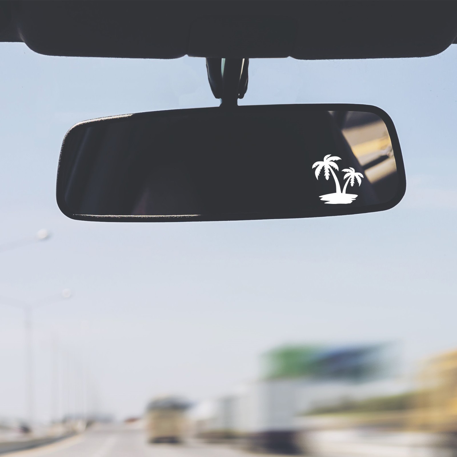 Palm Trees on Beach Vinyl Decal Sticker Rearview Mirror Car Truck Set of 2