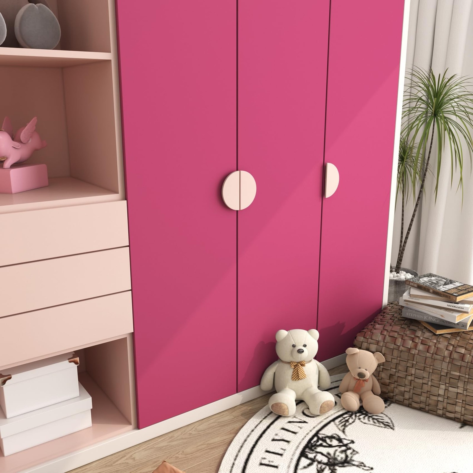 Hot Pink Wallpaper Peel and Stick Matte Solid Pink Contact Paper for Walls Ca…