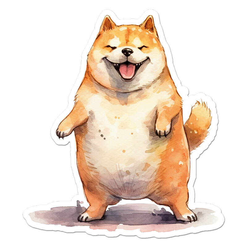 Fat Funny Shiba Inu, Vinyl Decal Sticker, Indoor Outdoor, 3 Sizes, #11895