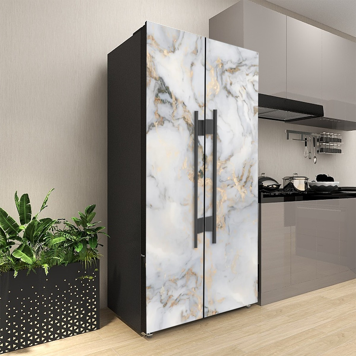 Fridge Wrap Vinyl Cover Peel and Stick Refrigerator Skin, 32" x 78.7" (81x200cm)