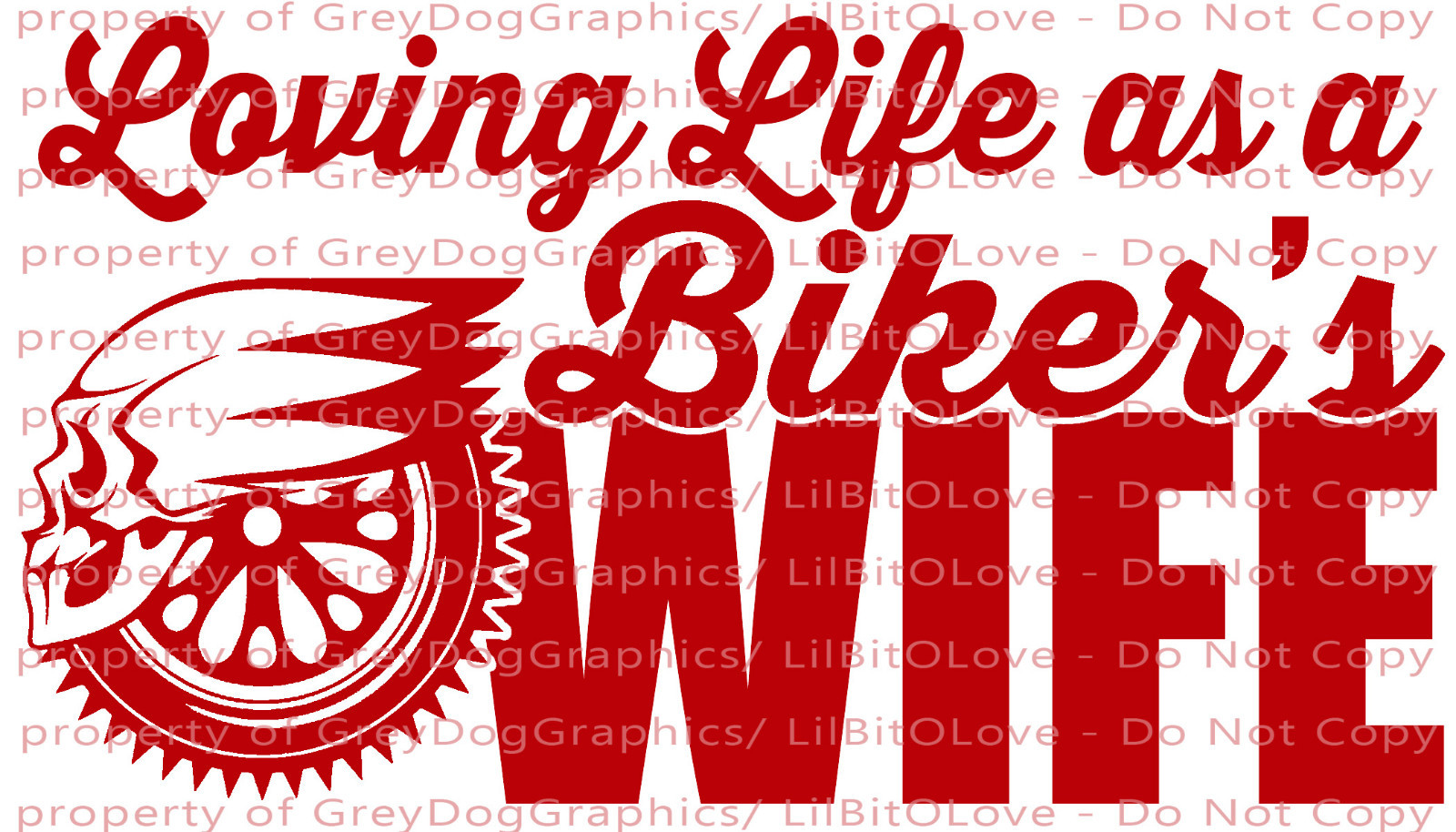 Loving Life as a Biker's Wife Vinyl Decal Sticker Motorcycle Skull Harley Hog
