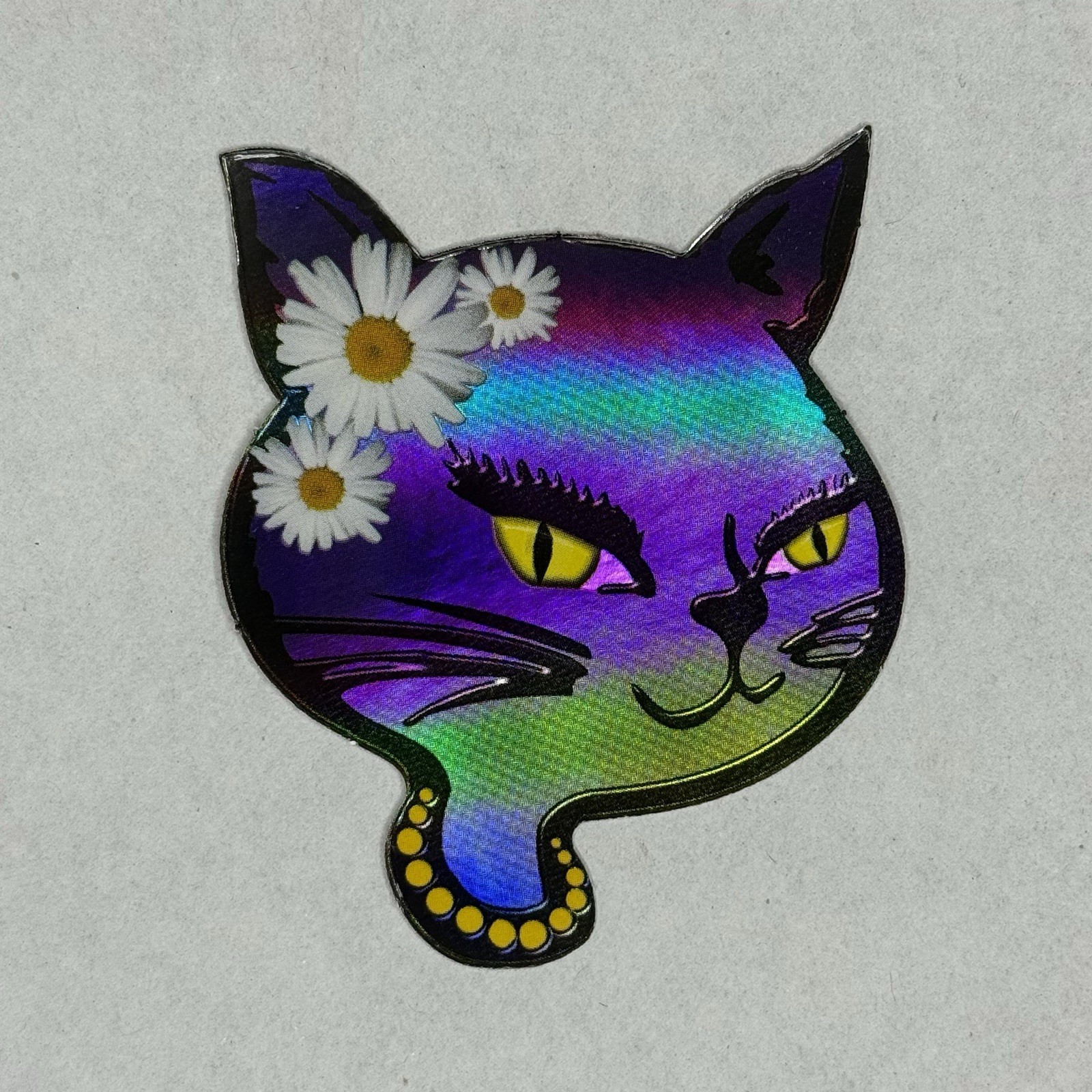 Vintage Winking Cat Vending Stickers 2001 Prism Foil Y2K