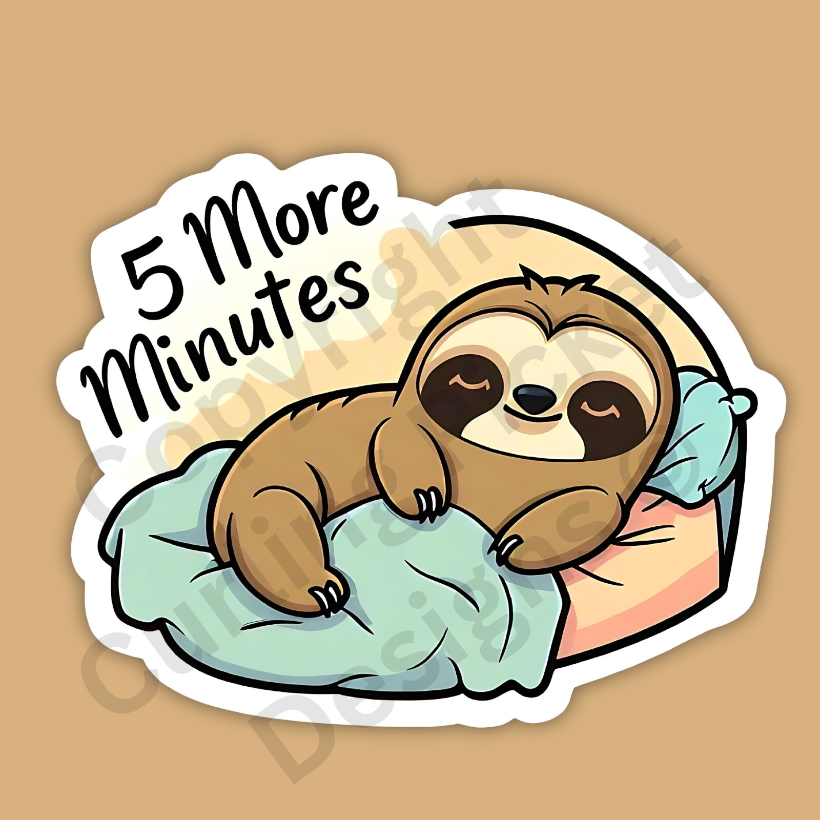 Sleepy Sloth 5 More Minutes Slow Chill Relax Snooze 3" Vinyl Sticker