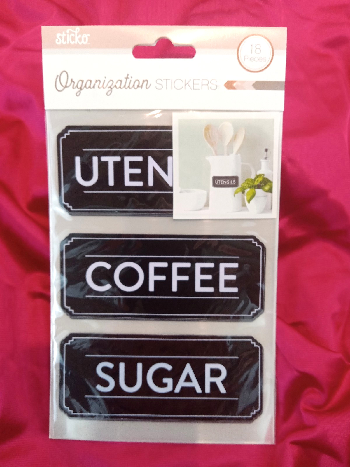 Chalk Pantry Labels: 18 Preprinted Black Peel and Stick Organization Stickers