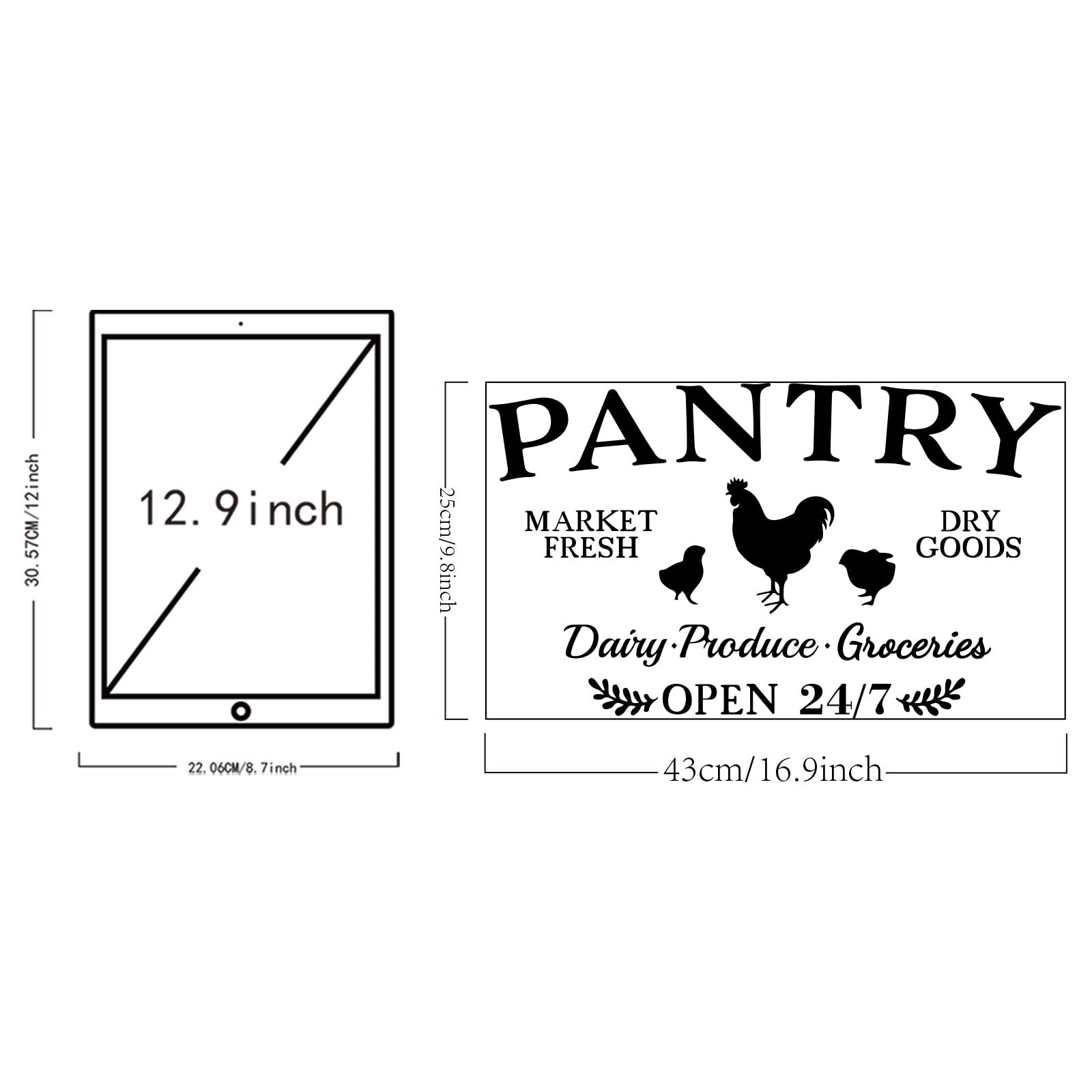 SUPERDANT Pantry Wall Stickers Dry Goods Market Fresh Decals Open 24/7 Glass …