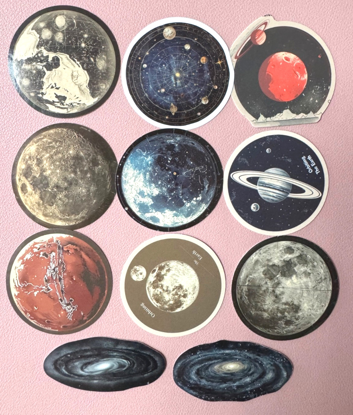 Astronomy Galaxy Space Stickers Cosmic Starry Sky Moon Star 7pcs Random Mix