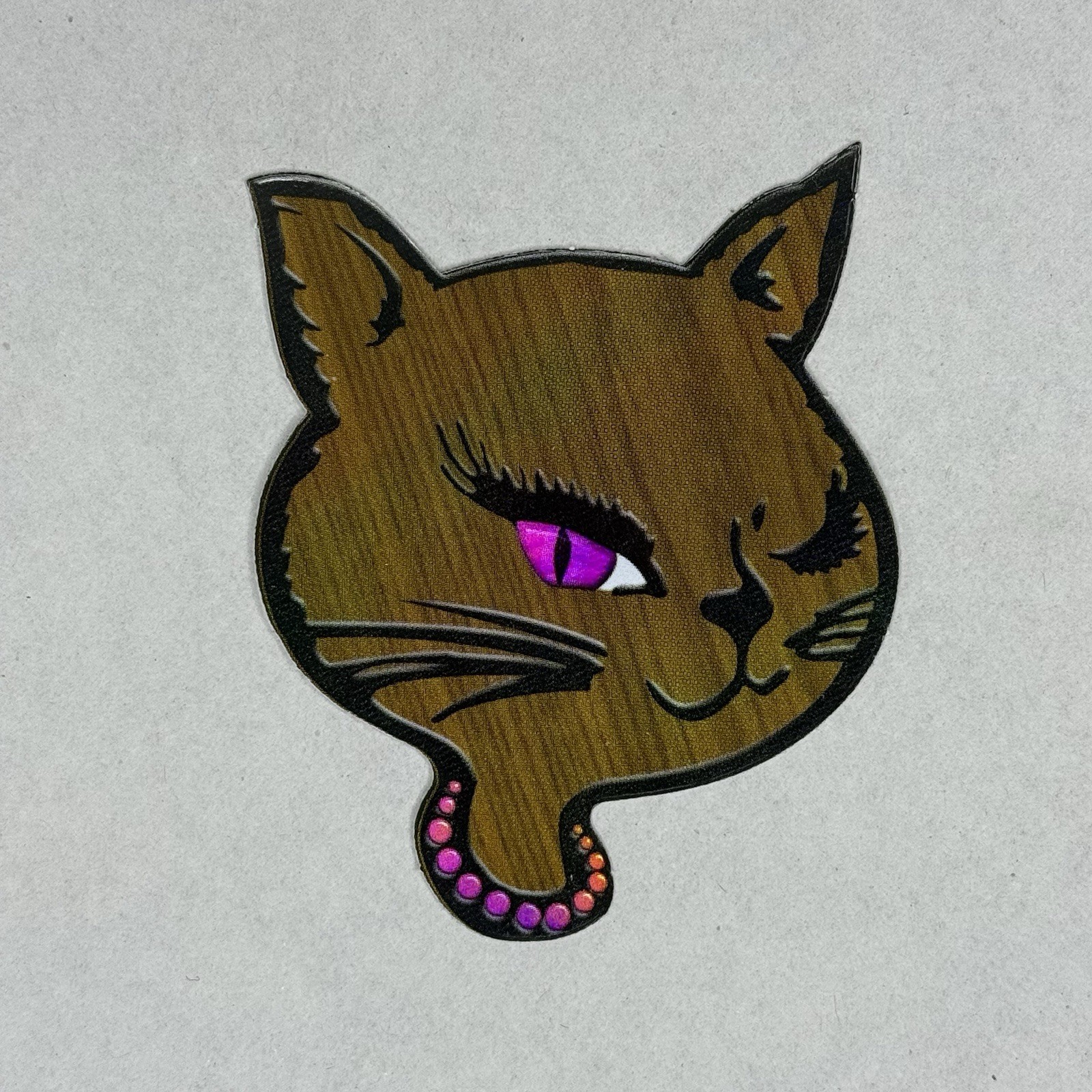 Vintage Winking Cat Vending Stickers 2001 Prism Foil Y2K