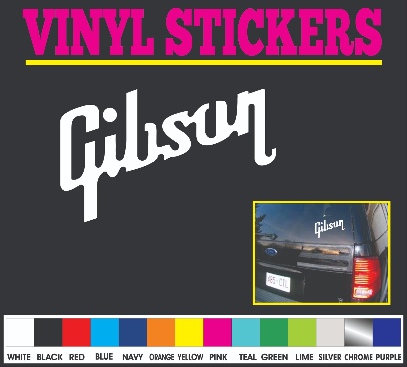 This decal/sticker is compatible with Gibson Guitars and others 6"