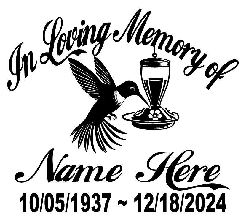 In Loving Memory Decal Hummingbird Flower Floral Bird Car Window Vinyl Sticker