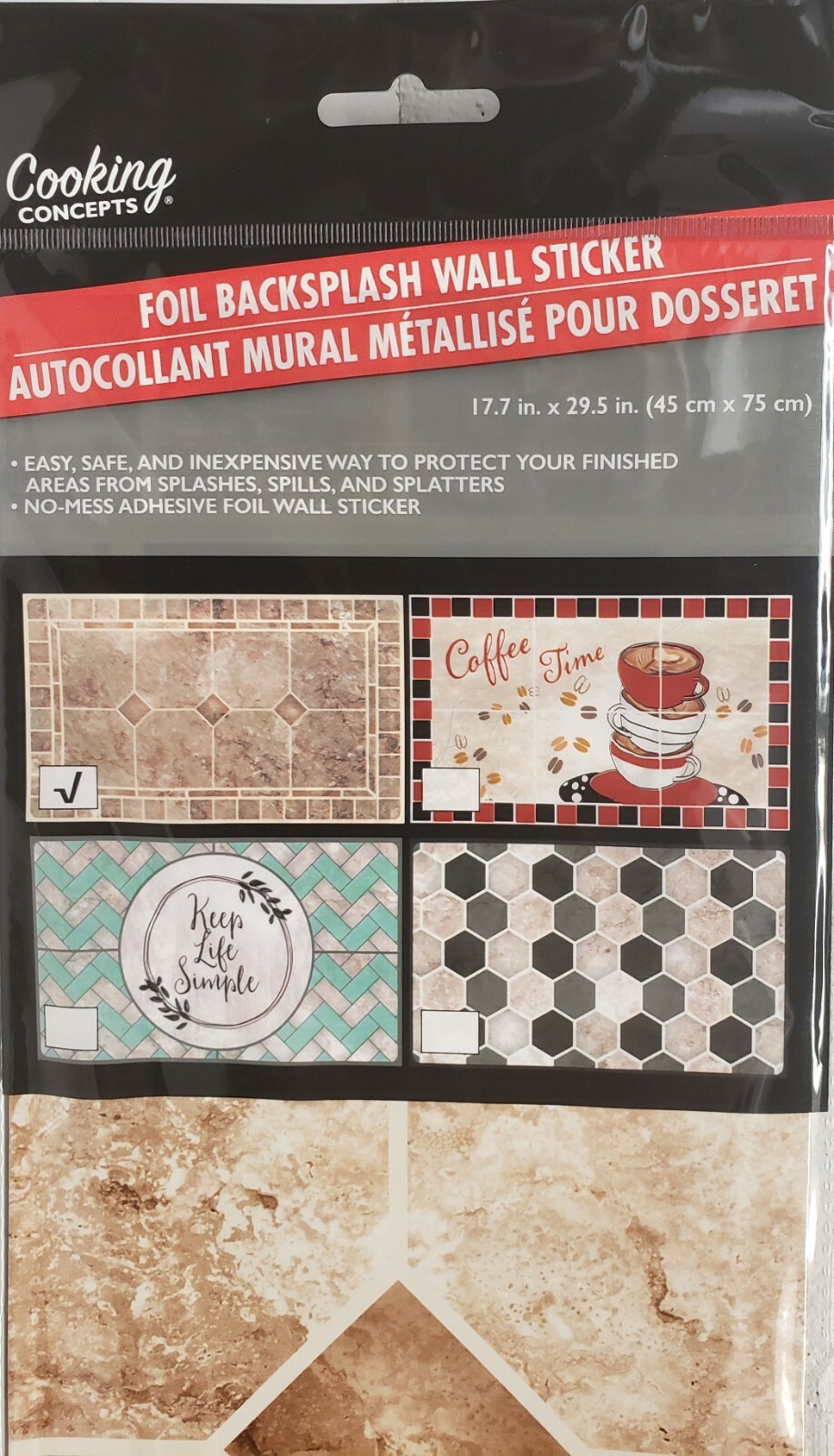 Kitchen Stove Backsplash Sticker / Wall Decal (30"x18") BROWN TILES #4, GR