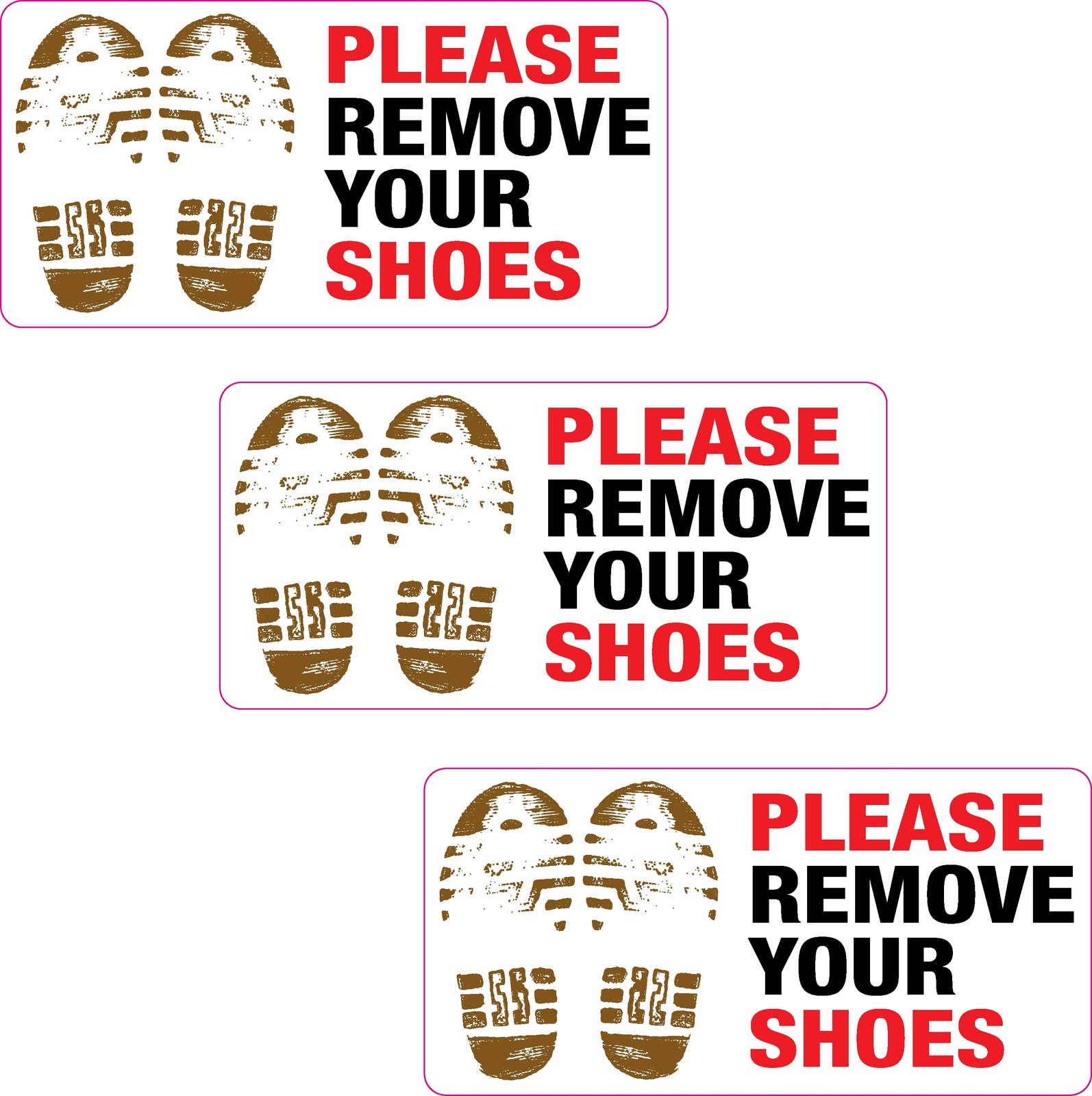 3x Please Remove Your Shoes Printed Vinyl Sticker Home Mosque Gym Pool