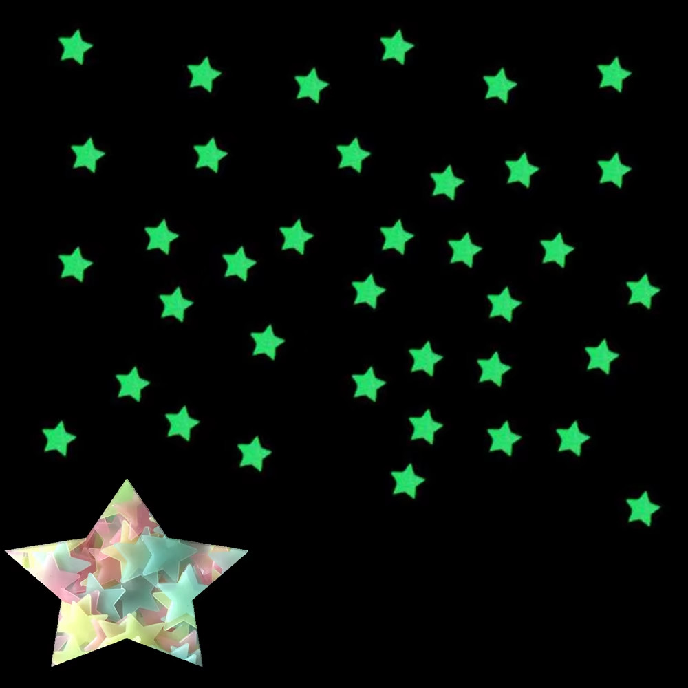 100Pcs Fluorescent Glow in the Dark Stars Wall Stickers for Kids Rooms Decoratio