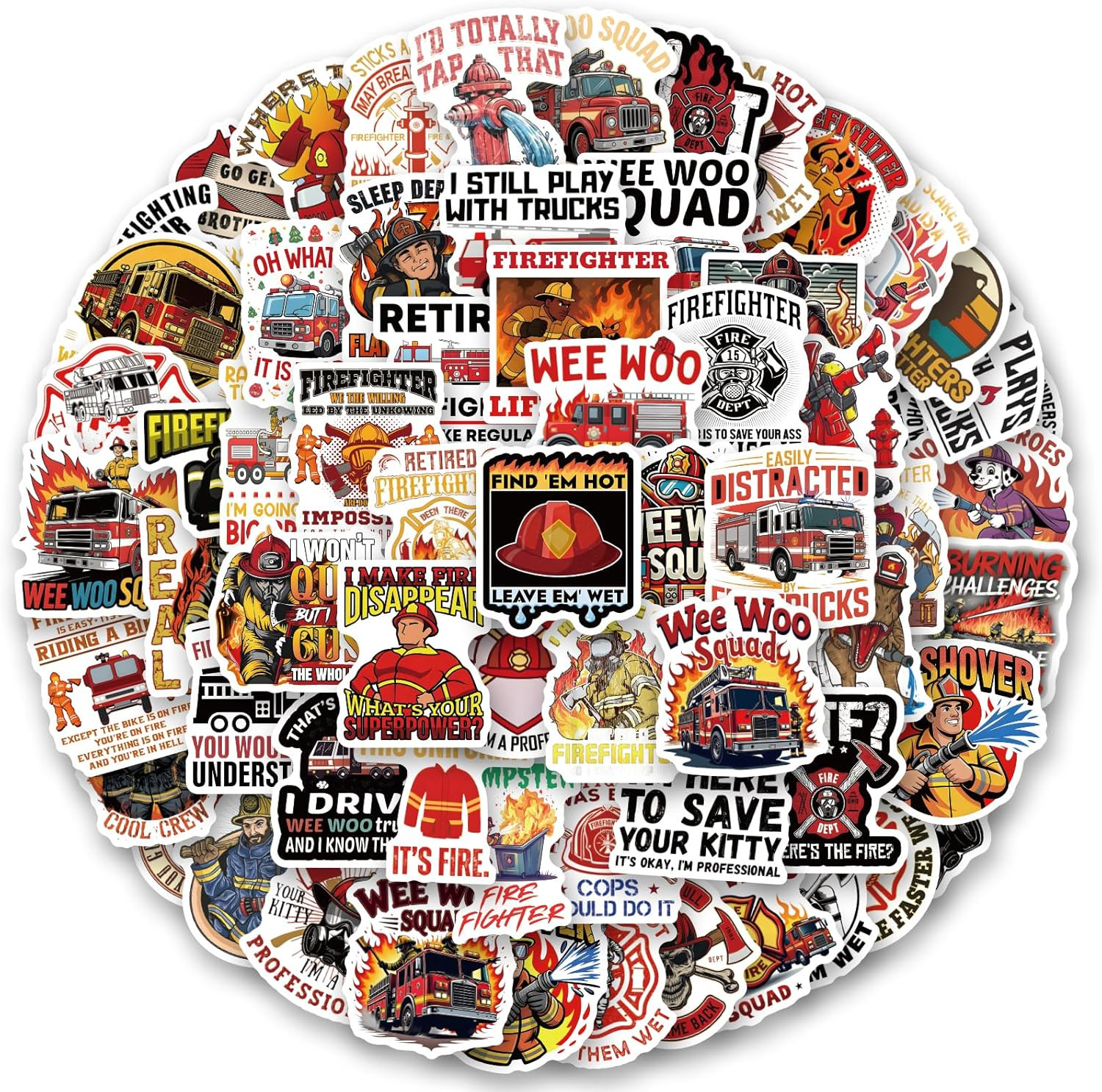 123 Pcs Firefighter Stickers and Decals for Hard Hats