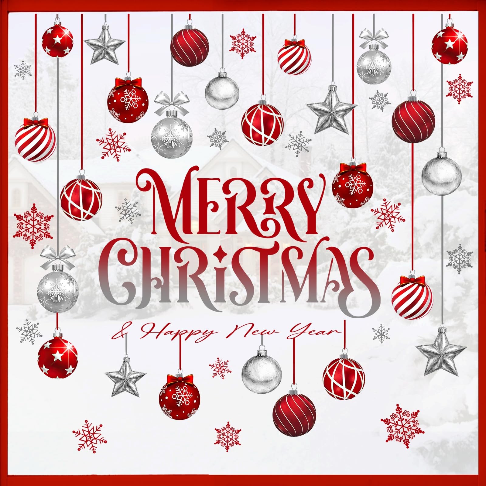 Mfault Merry Christmas Balls Window Clings 11.8 x 7.9 inches, Ball