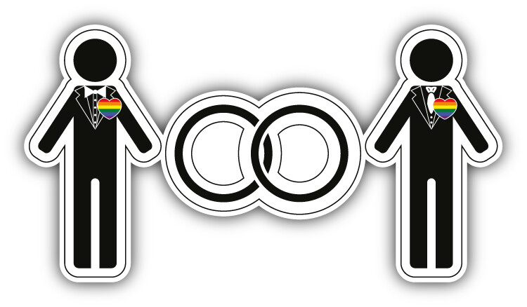 Gay Wedding Rainbow Heart Car Bumper Sticker Decal "SIZES"