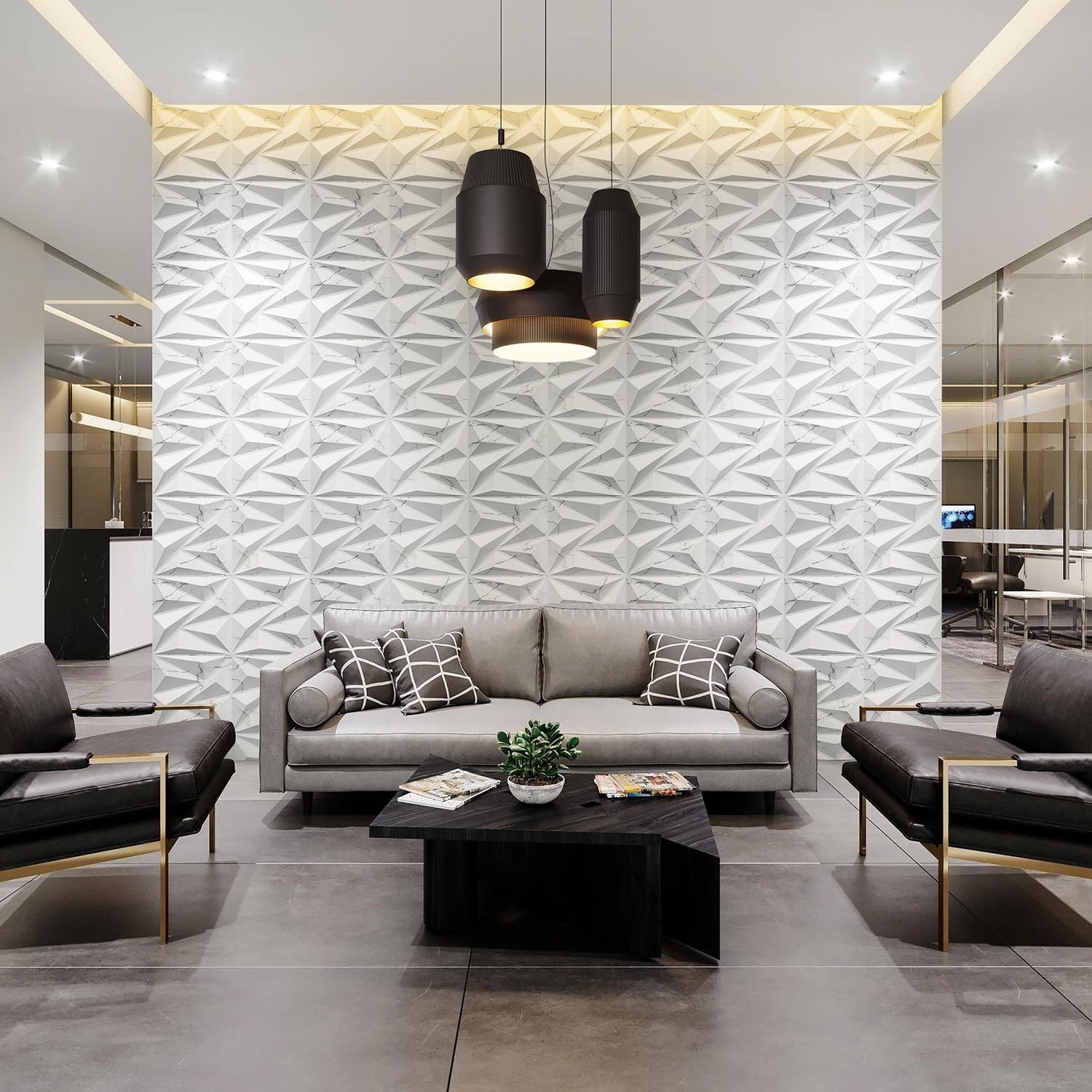 33 Pack 3D Diamond Textured Wall Panels for Elegant Home Decor