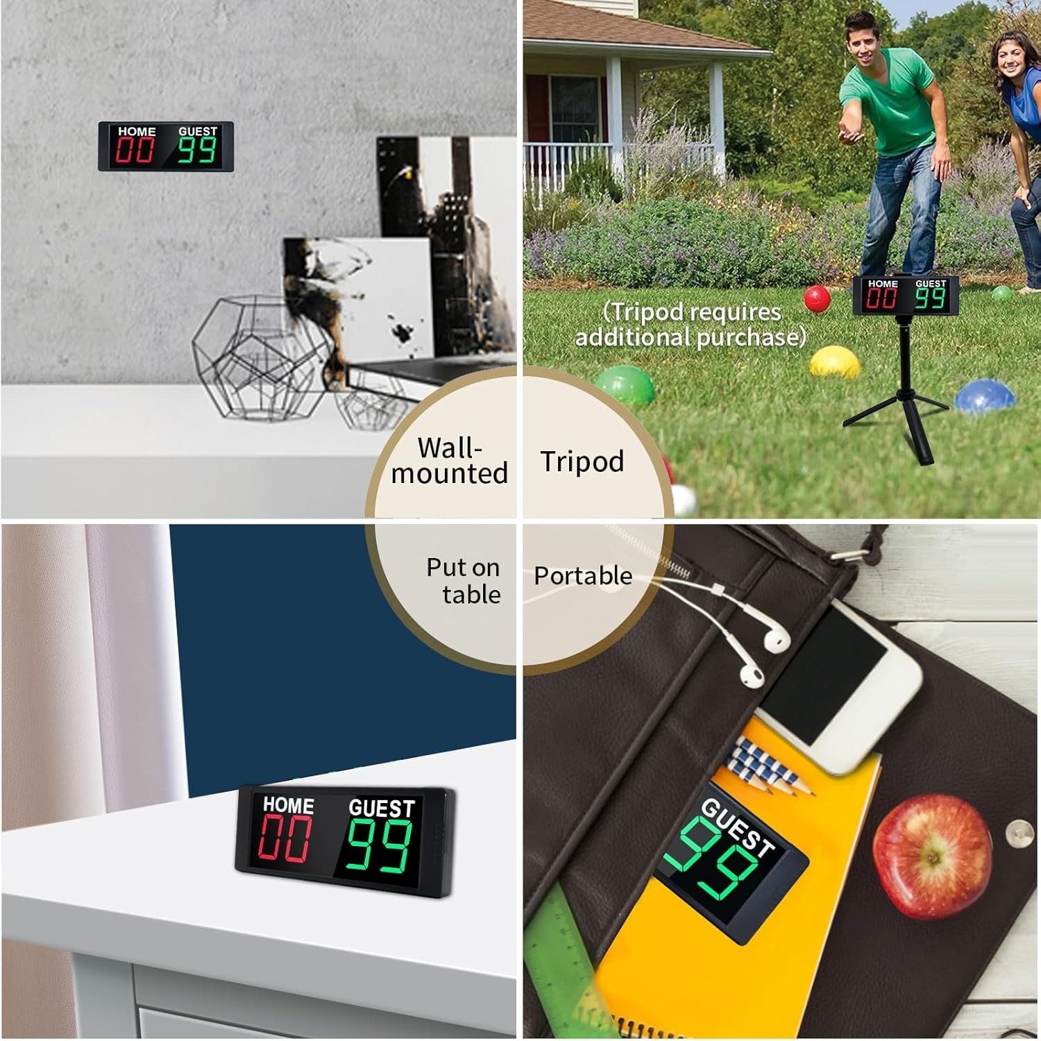 YZ Magnetic Battery Powered Cornhole Scoreboard,Portable Digital Scoreboard with