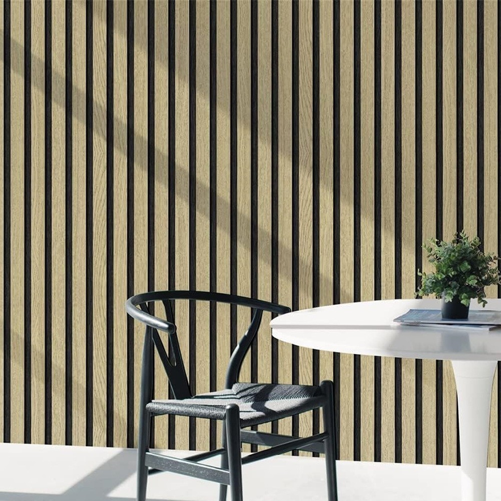 Easy Application 3D Faux Wooden Slat Wall Sticker for Contemporary Homes