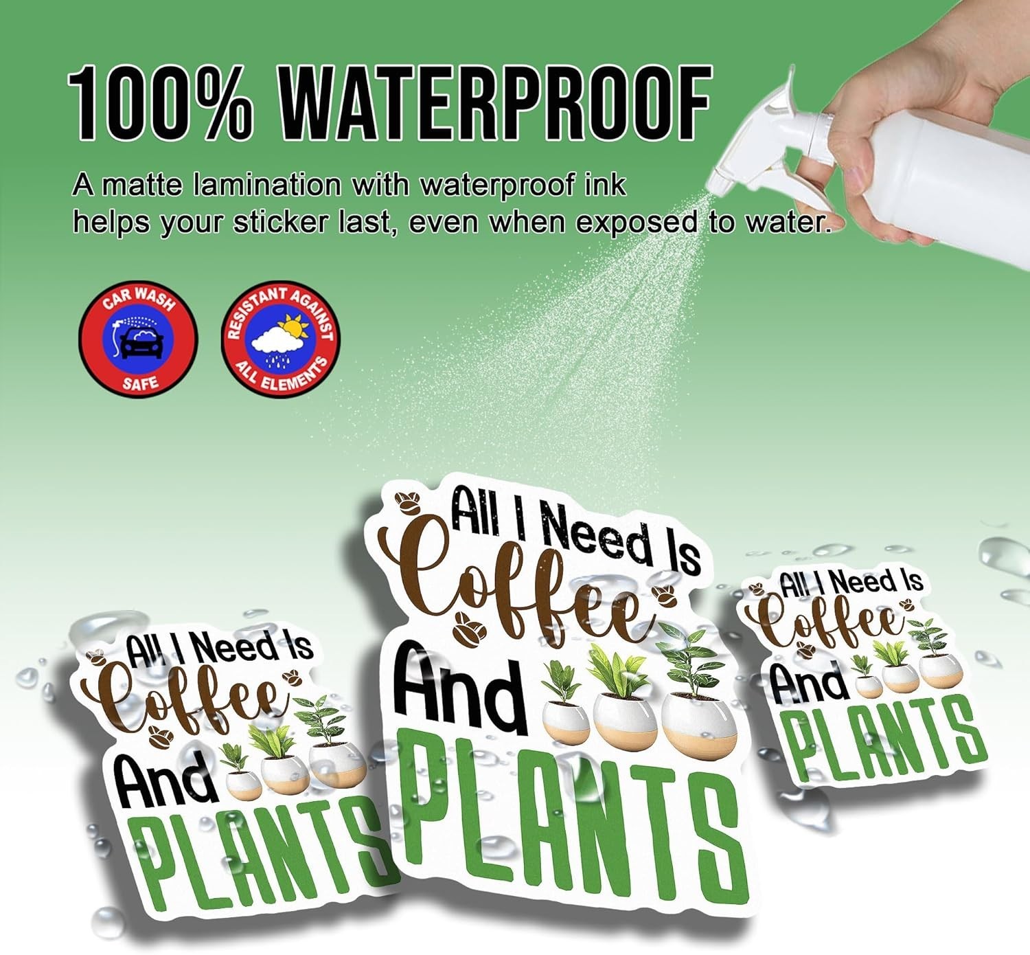 Plant Sticker All I Need is Coffee and Plants Plant Pot Botanical Gardener 5"