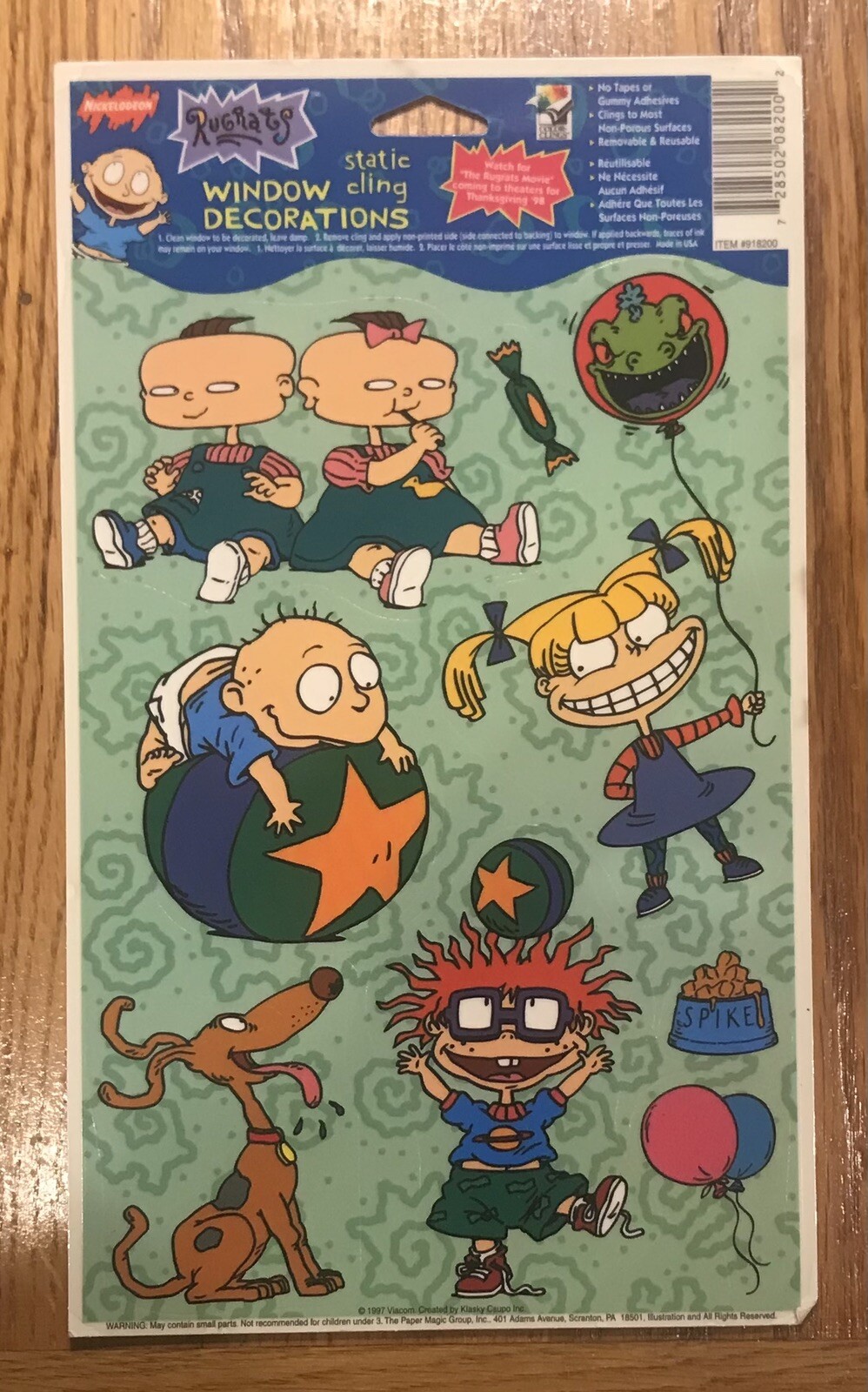 Vtg Rugrats Nickelodeon Static Cling Window Decorations Tommy Chuckie Lot Of 2