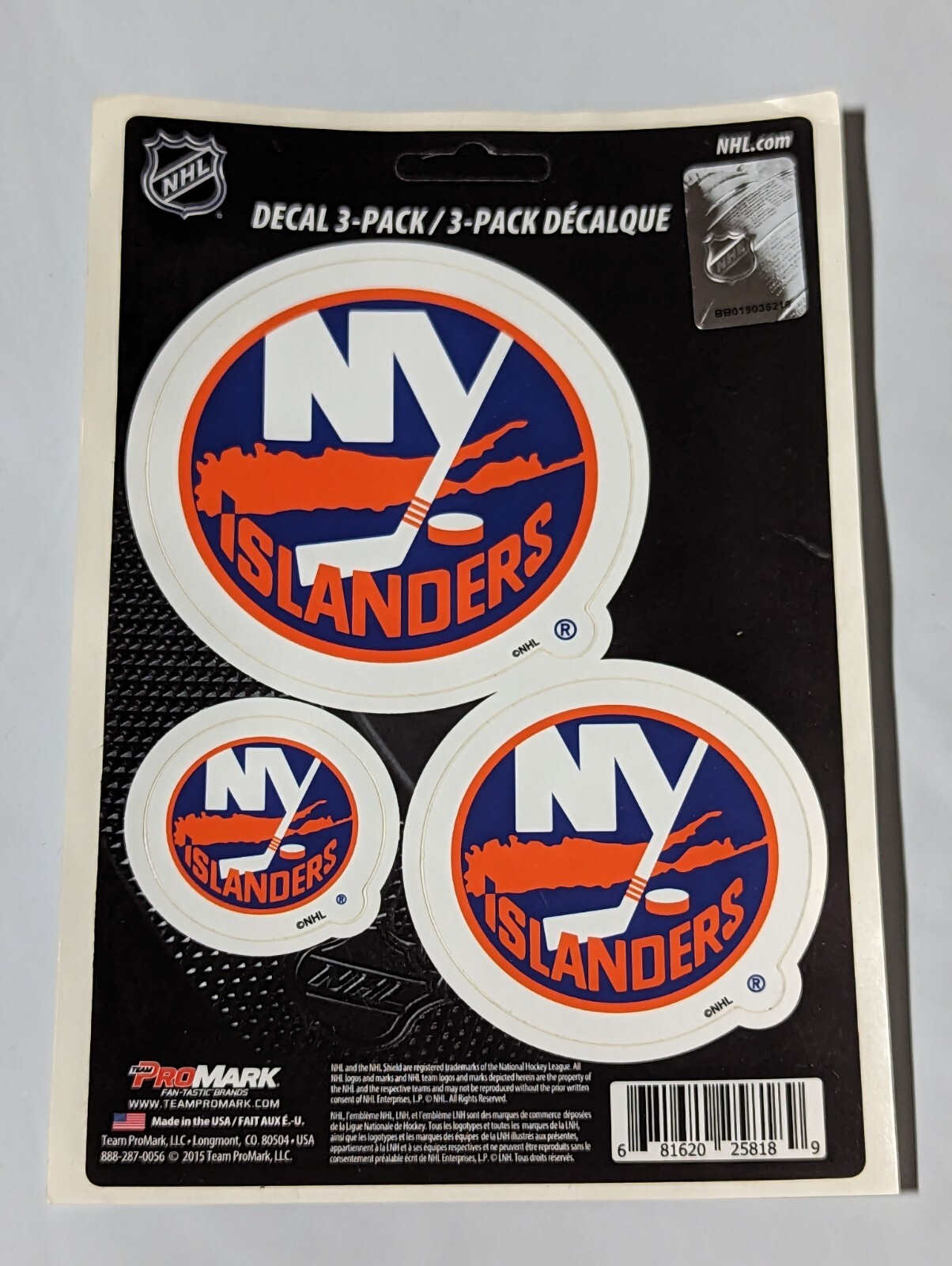 New York Islanders 3-Pack Die-cut Decals Stickers Sheet Measures 5" x 7" New!