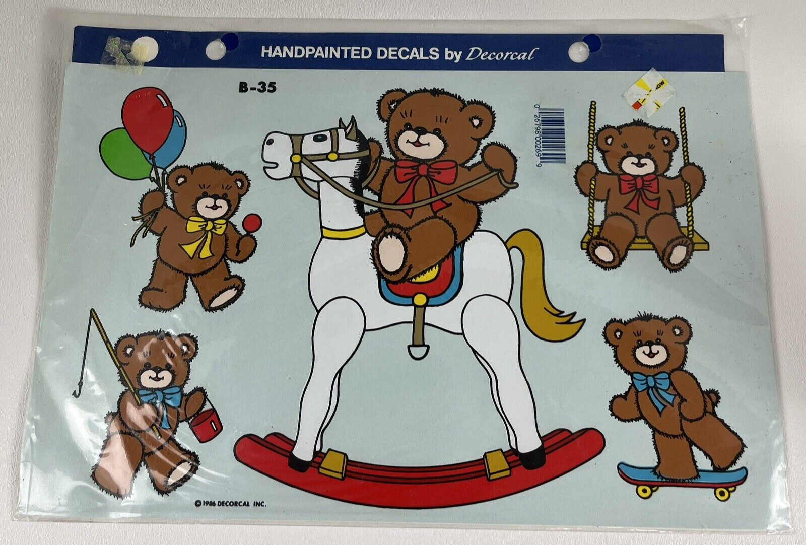Vtg 1986 Decorcal Handpainted Decals Lot 2 Identical Sheets Teddy Bears at Play