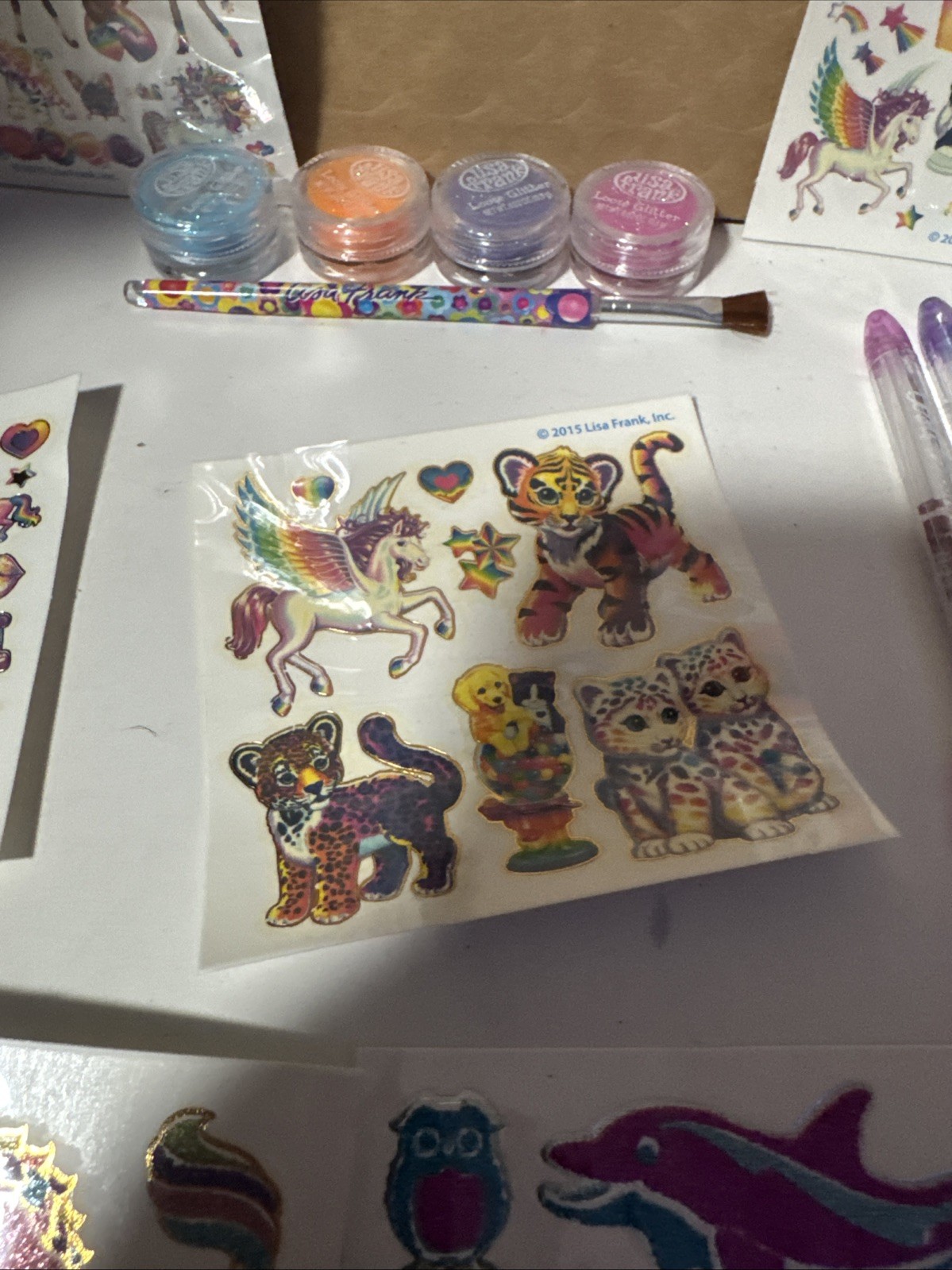 lisa frank temporary tattoos Sheets lot y2k glitter And Lisa Frank Glitter Pens
