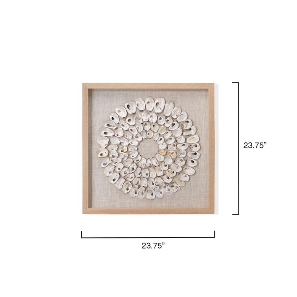 Maklaine Contemporary Shell-Patterned Framed Coastal Wall Art in White