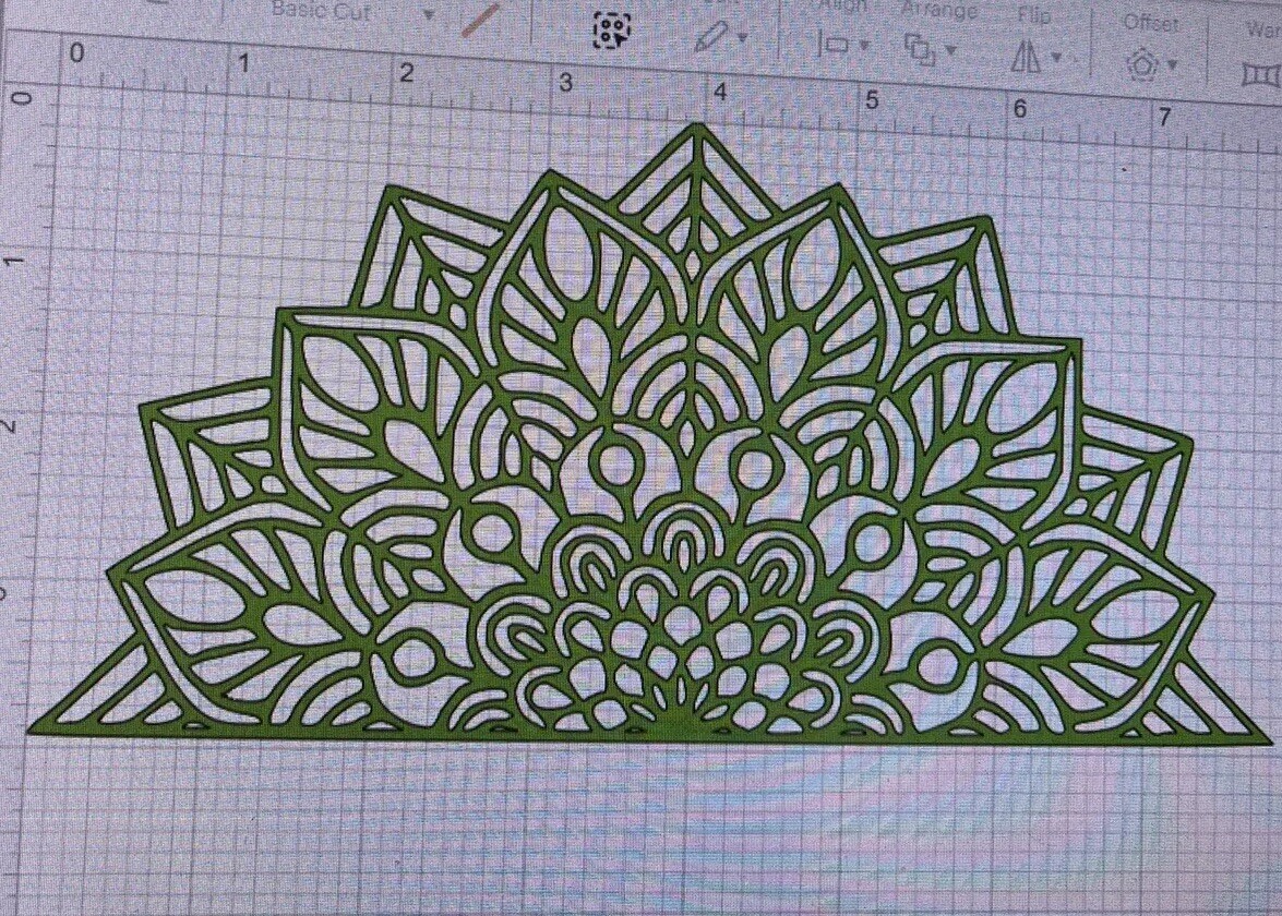 Mandala Half Flower Removable vinyl decal sticker, Home Room Wall Decor 8×4”