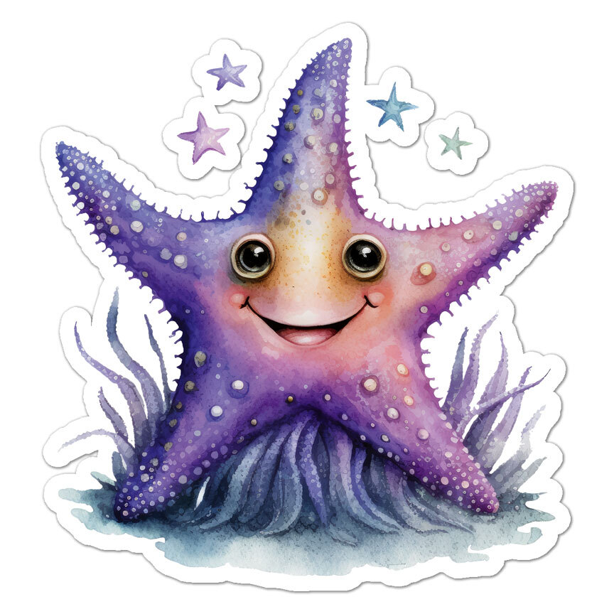 Cute Starfish, Vinyl Decal Sticker, Indoor Outdoor, 3 Sizes, #9391