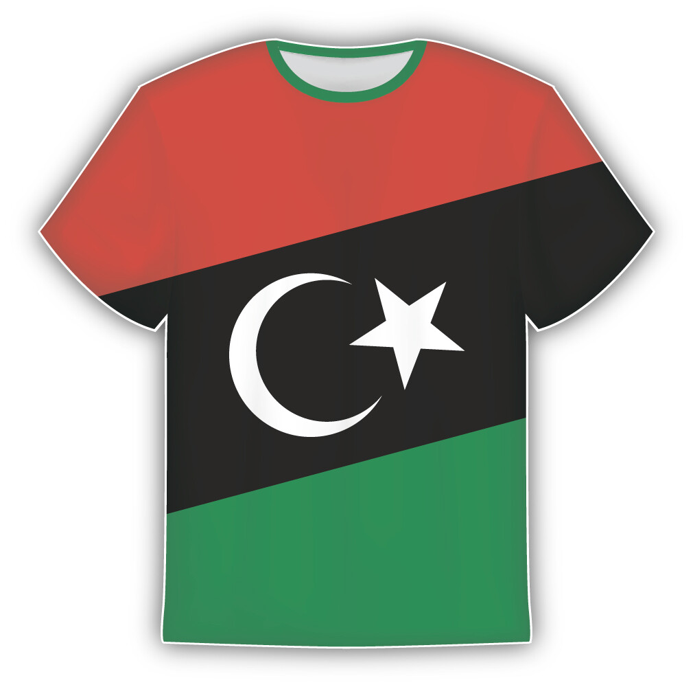 Libya Flag Sticker In The Form Of T Shirt Vinyl Sticker Decal