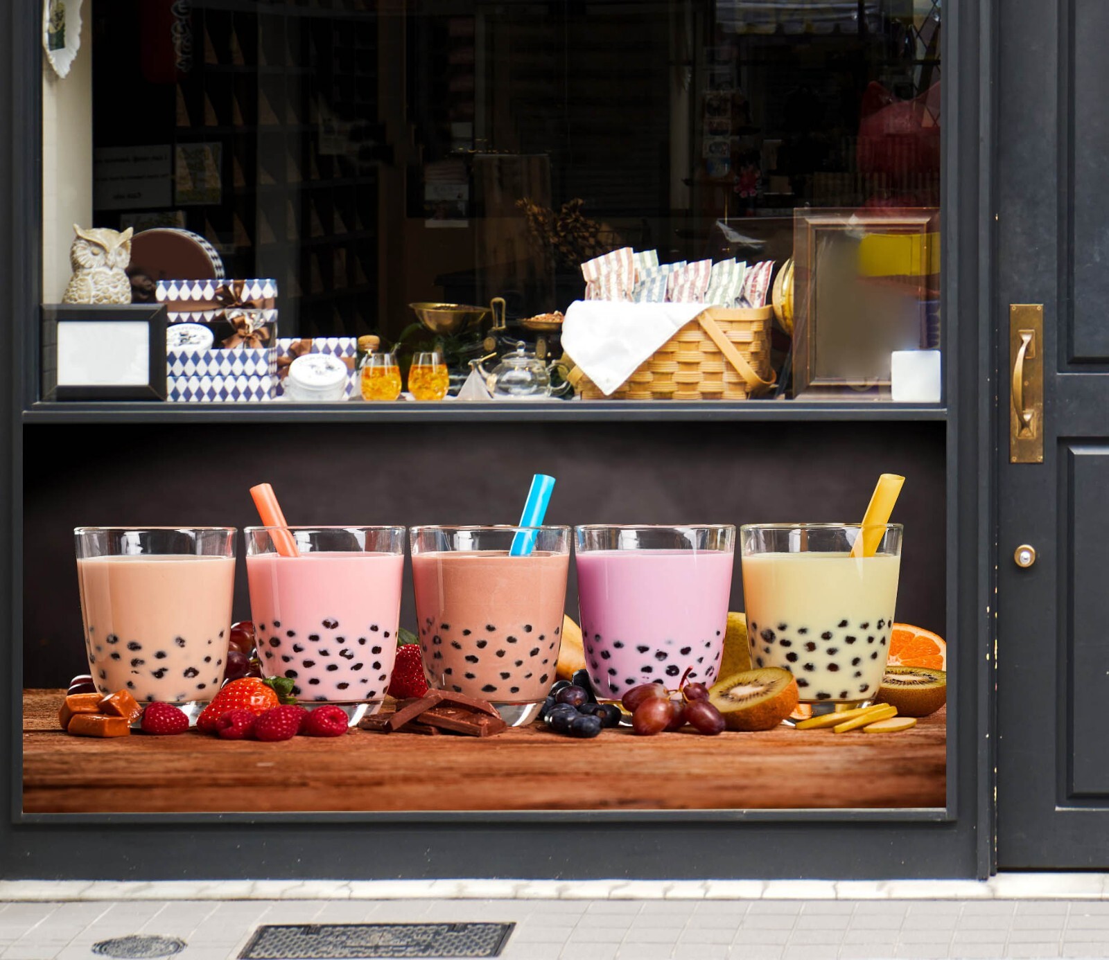 3D Bubble Tea A001 Pearl Tea Shop Window Stickers Vinyl Wallpaper Murals Amy