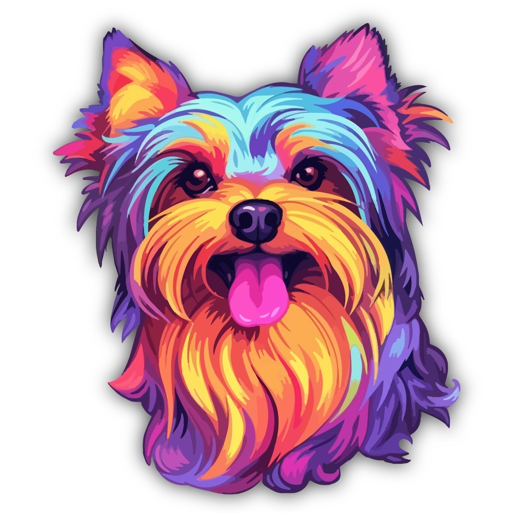 Yorkshire Terrier Color Art Cut To Shape Vinyl Sticker