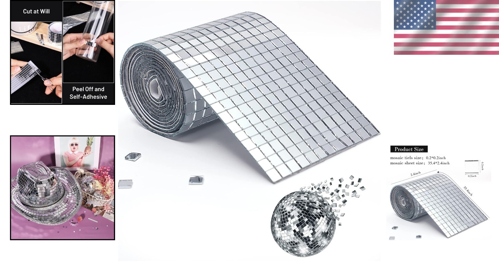 Glass Mirror Mosaic Tiles 5x5mm – 2160 PCS for Elegant Decoration