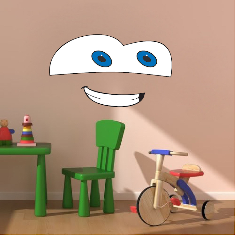 Cars Face Cartoon Wall Decal Lightning McQueen Pixar Kids Room Movie, e32